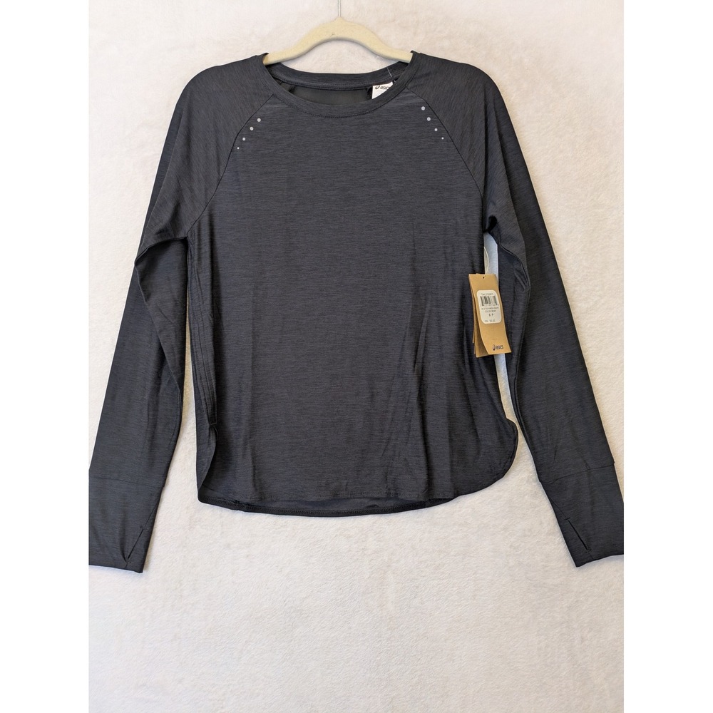 ASICS Women's Size S Long Sleeve Tee Mesh Insert Reflective Dark Gray